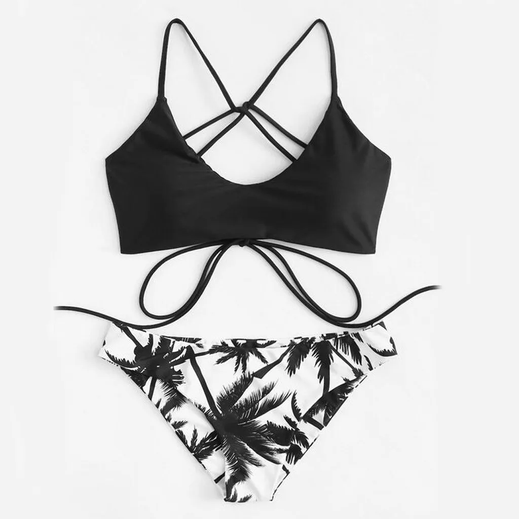 Women S Swimming Suit Sexy Bikini Swimsuit Sexy Women Print Bandage Swimwear Swimsuit Beach