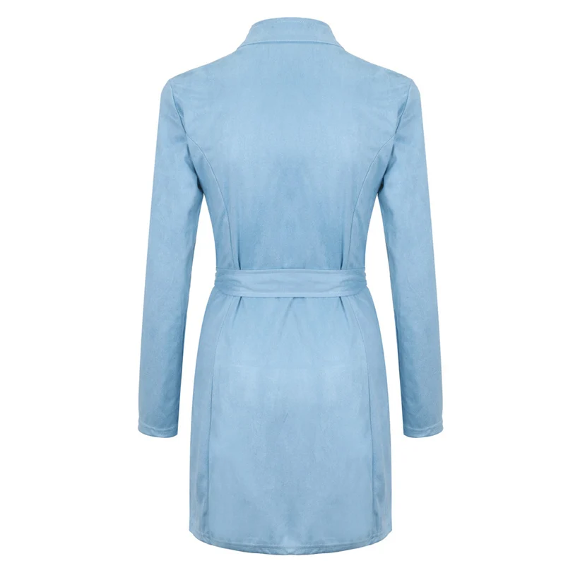 Women Coat 2018 New Hot Sale Fashion Casual Solid Turtleneck Zipper Bow Bandage Windbreaker Long Coat Outerwear Overcoat #O09 (13)