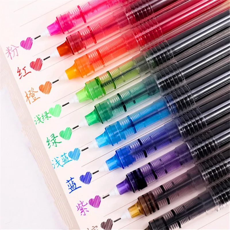 Высокое качество 10 цветов Большая емкость чернил гелевая ручка студент, школа, офис канцелярские принадлежности Тонкий Перо Шариковая ручка