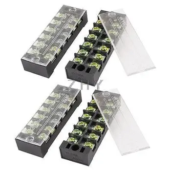 

4 Pcs 600V 25A Dual Row 6P Screw Connector Electric Barrier Terminal Block