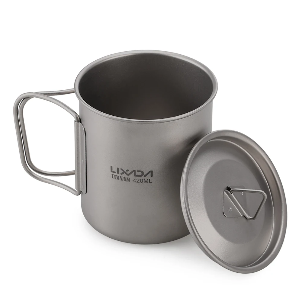 

Lixada Outdoor Titanium Cup Mug Pots Tableware Camping Cup Picnic Water Cup Mug of Coffee Tea with Lid 300/350/420/550/650/750ml
