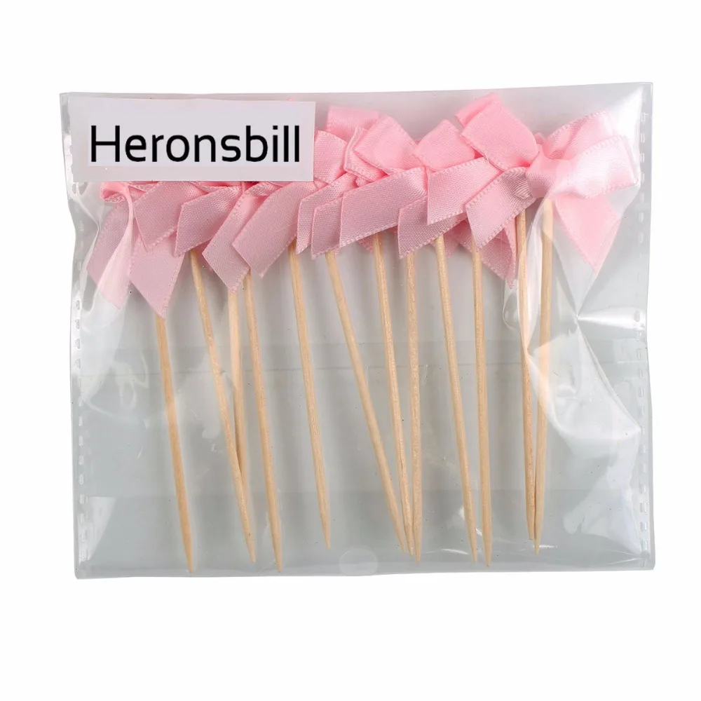 Heronsbill 24 Pieces Bowknot Cupcake Toppers Wedding Table Decorations Kids Birthday Bachelorette Party Baby Shower Supplies