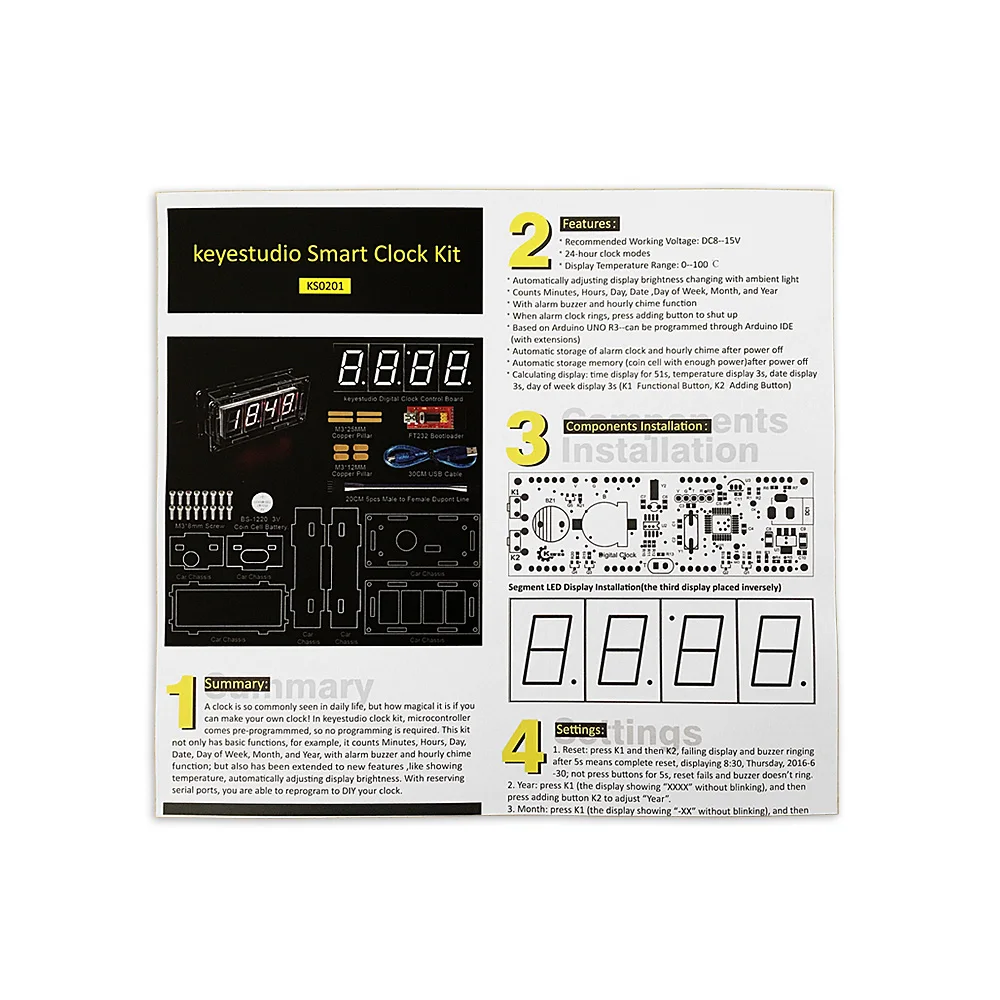 Товар! Keyestudio Смарт-часы комплект для Arduino программирования образования с FTDI+ PDF