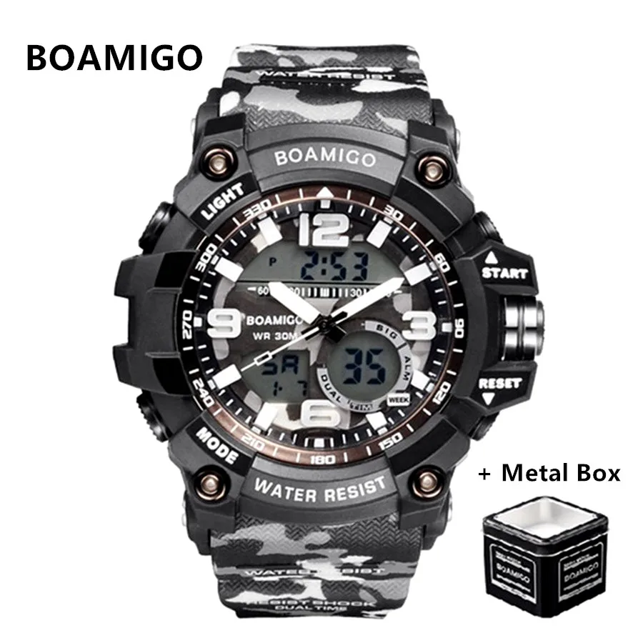 

BOAMIGO Watch Men Analog Quartz Digital Watch Waterproof Sports Watches for Men Silicone LED Electronic Watch Relogio Masculino