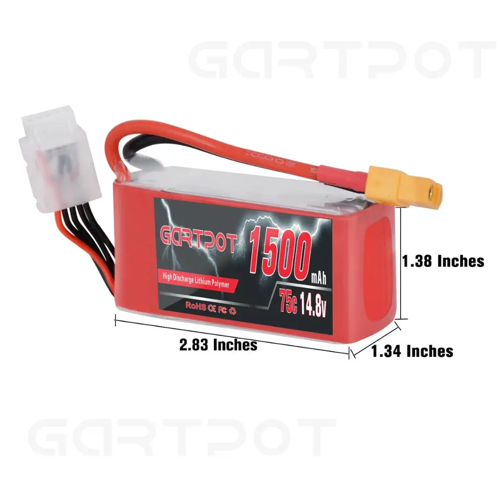 2 единицы GARTPOT 4S lipo батарея fpv 1500mAh 14,8 V Lipo батарея дроны аккумуляторная батарея 75C с XT60 для FPV вертолета