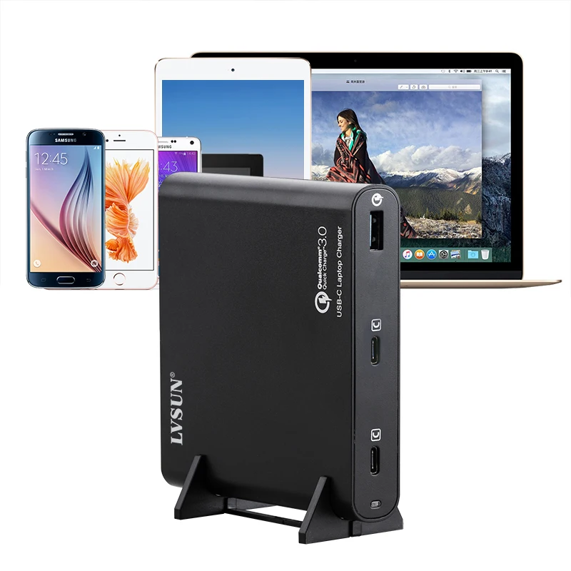 LVSUN 87W Universal QC3.0 USB C Charger USB-C Laptop Adapter 2 type-c Ports Quick Charger for Macbook HP Spectre 13 Yoga 5 Dell LVSUN 87W Universal QC3.0 USB C Charger USB-C Laptop Adapter 2 type-c Ports Quick Charger for Macbook HP Spectre 13 Yoga 5 Dell