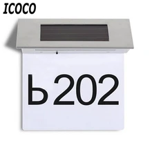 ICOCO 4LED Водонепроницаемый на солнечных батареях Doorplate номер света дома цифра дл обозначения номера дома или квартиры лампа из нержавеющей стали Дом квартира номер лампа