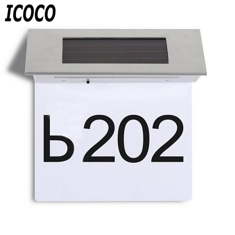 ICOCO 4LED Водонепроницаемый на солнечных батареях дверной светильник с номером