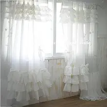 Elegant white cake cloth curtain lace cotton bedroom curtains for living room luxury American style cortinas wedding decoration