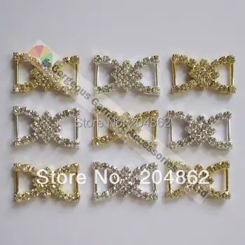 

100pcs/lot 10mm bars wedding invitation Sliver/Gold Tone Czech crystal ribbon buckle rhinestone slide buckles For DIY BROWBANDS