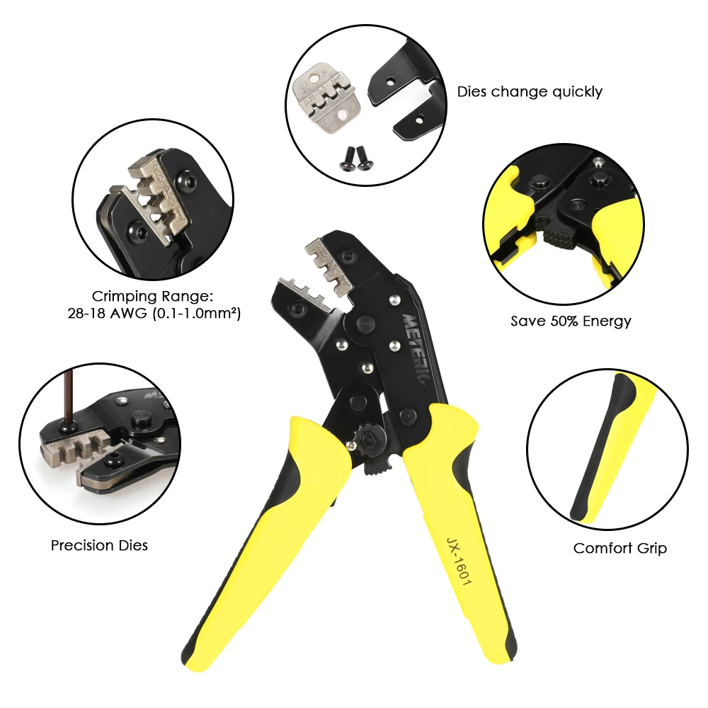 

B Multi tool Professional Wire Crimper Engineering Ratchet Crimping Tool Terminal Crimping Pliers JX-1601-10 AWG28-18 0.1-1.0mm2