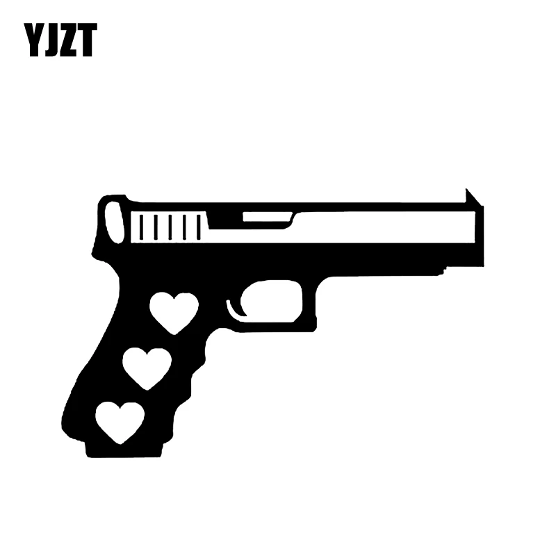 Heart Of The Gun 6 YJZT 15.1*9.6CM Interesting Gun Heart Shape Decoration Car Sticker