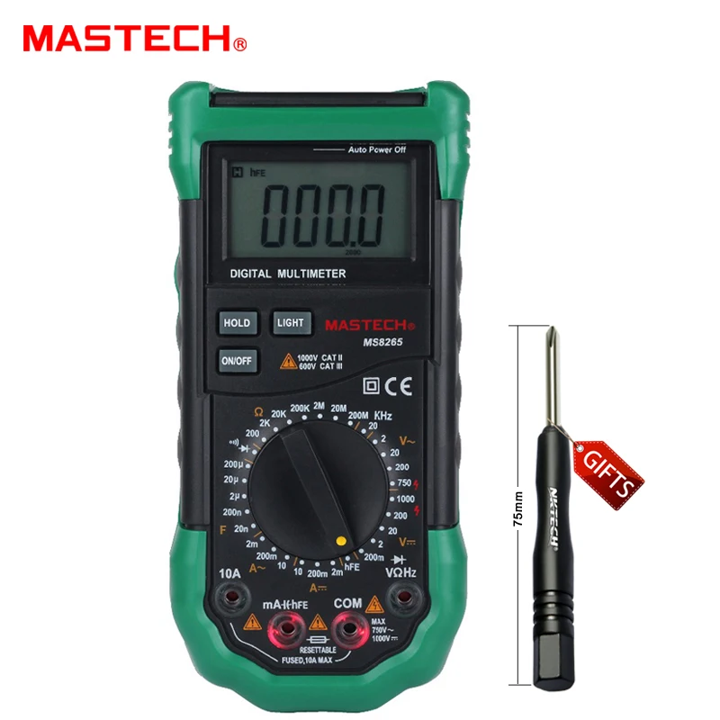 

Mastech MS8265 Manual Range Digital Multimeter for AC/DC Voltage Current Test with Ohm Capacitance Frequency Measurement