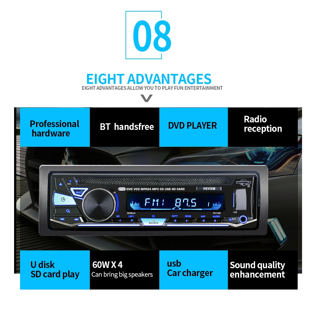 Discount 2.5" Single 1 Din Car DVD Player Radio Stereo Panel Video Bluetooth Subwoofer AUX In CD MP5  DVD Player Audio 2