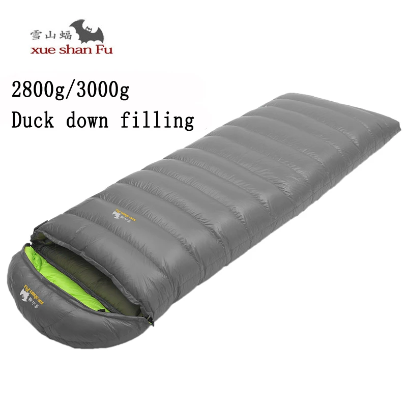 

Xueshanfu New arrival high quality 2800/3000g white duck down filling outdoor camping comfortable breathable sleeping bag