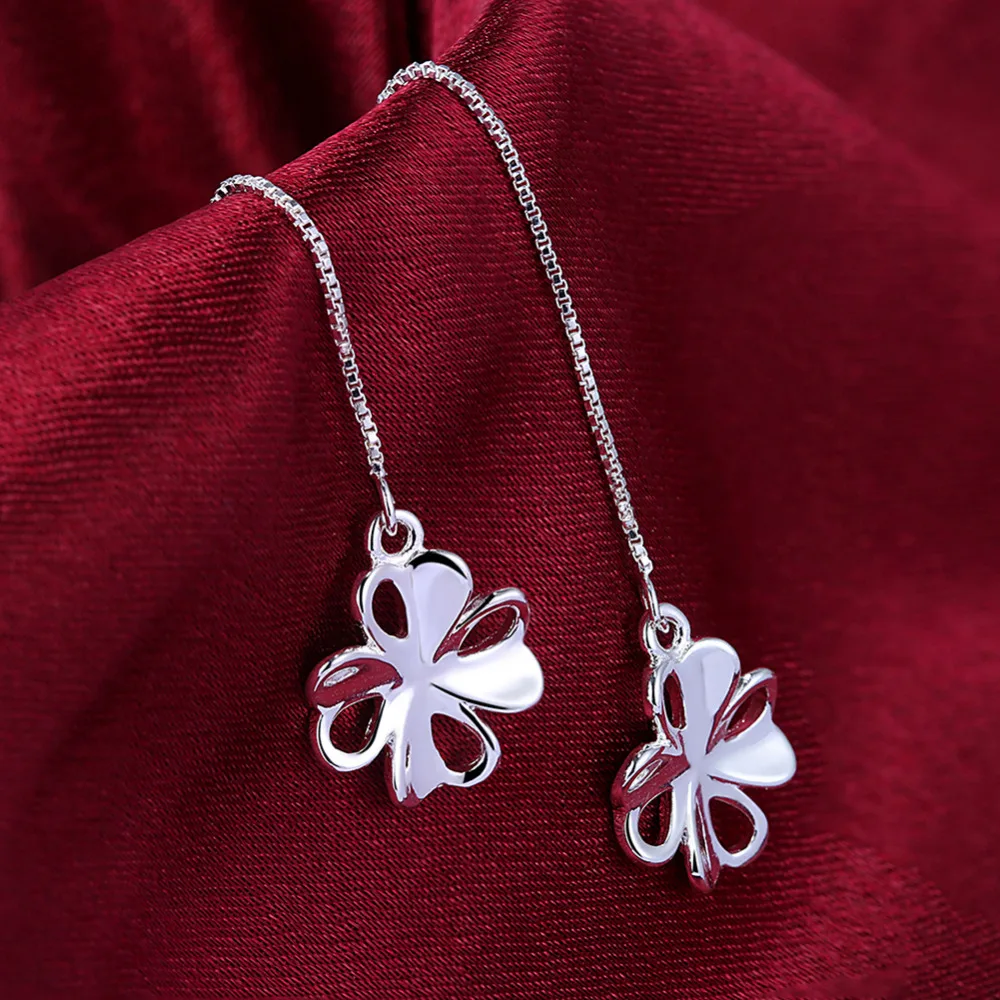 

925 sterling silver loverly cute flower white red crystal stone bangle hook earring for women girl fine fashion trendy jewerly