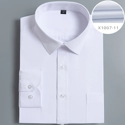 Мужская стандартная однотонная Базовая рубашка с длинным рукавом, классический дизайн, формальные деловые рубашки для работы - Цвет: X1007-11