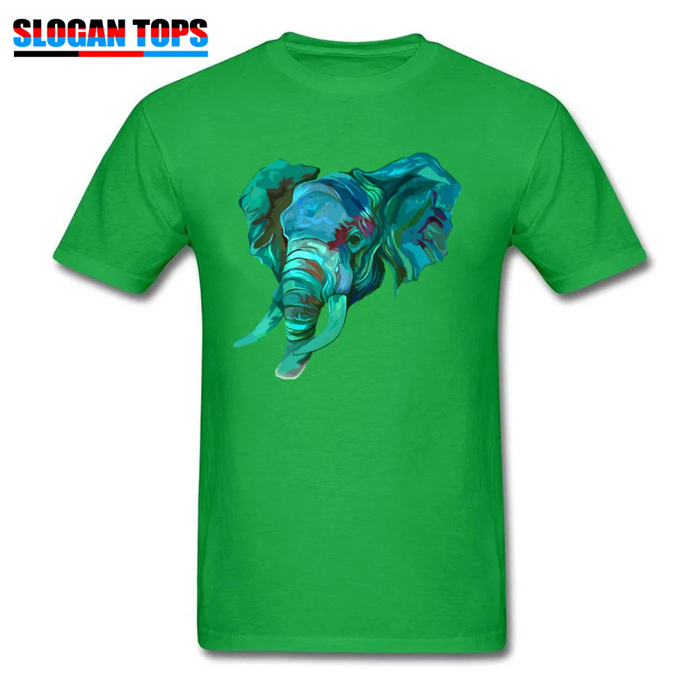  Young T-shirts Turquoise Elephant Head Funny T Shirt Cotton Fabric Crew Neck Short Sleeve Family Tops Shirts Autumn Turquoise Elephant Head green