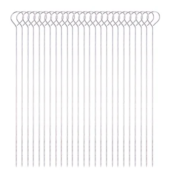 

25pcs /set BBQ Skewer Meatal Flat Barbecue Sticks Stainless steel BBQ Kebab Skewers with Ring Handle Food Stickers