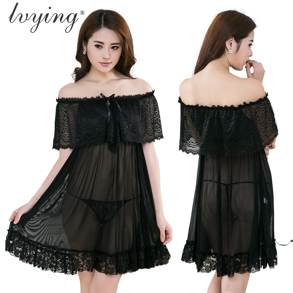 2020 Sexy Lace Women Nightgown Women Pyjamas Net Yarn Night Dress Charming Sleep Skirt Lingerie Sleepwear Nightwear Nighty Thong