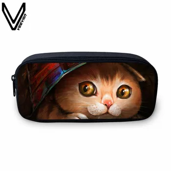 

VEEVANV 2019 Cute Cat Small Case For Students Casual Study Box For Girls Fashion Animal Printing Make Up Bags School Cases Kids