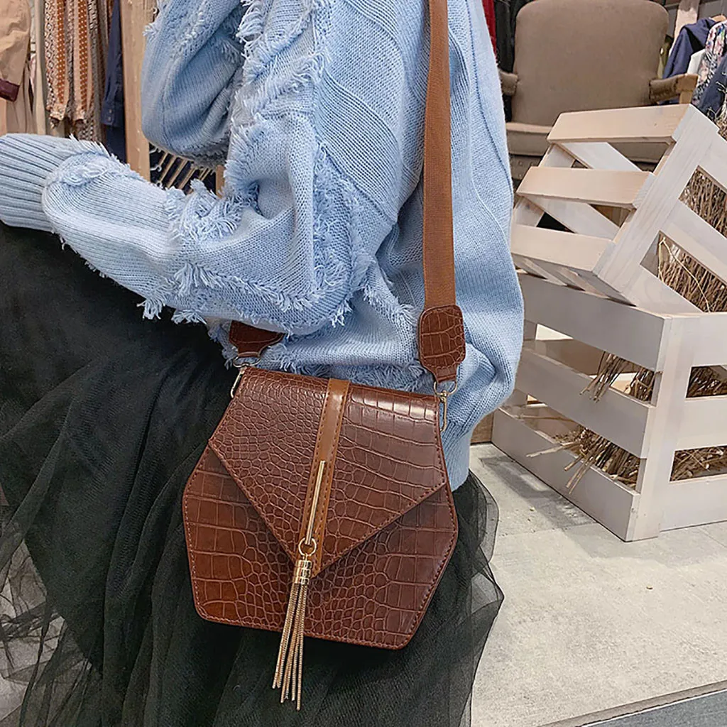 Xiniu винтажные кожаные сумки для женщин кошелек дикая сумка через плечо крокодил маленькие квадратные пакеты кисточкой сумка-почтальон мини сумка клатч