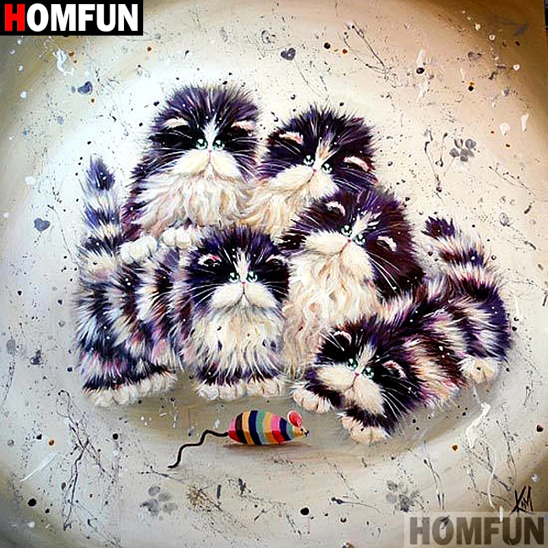 Homfun Full Square/Round Drill 5D DIY Diamond Painting &quotCartoon cat&quot3D Embroidery Cross Stitch Home Decor Gift A10246 | Дом и сад