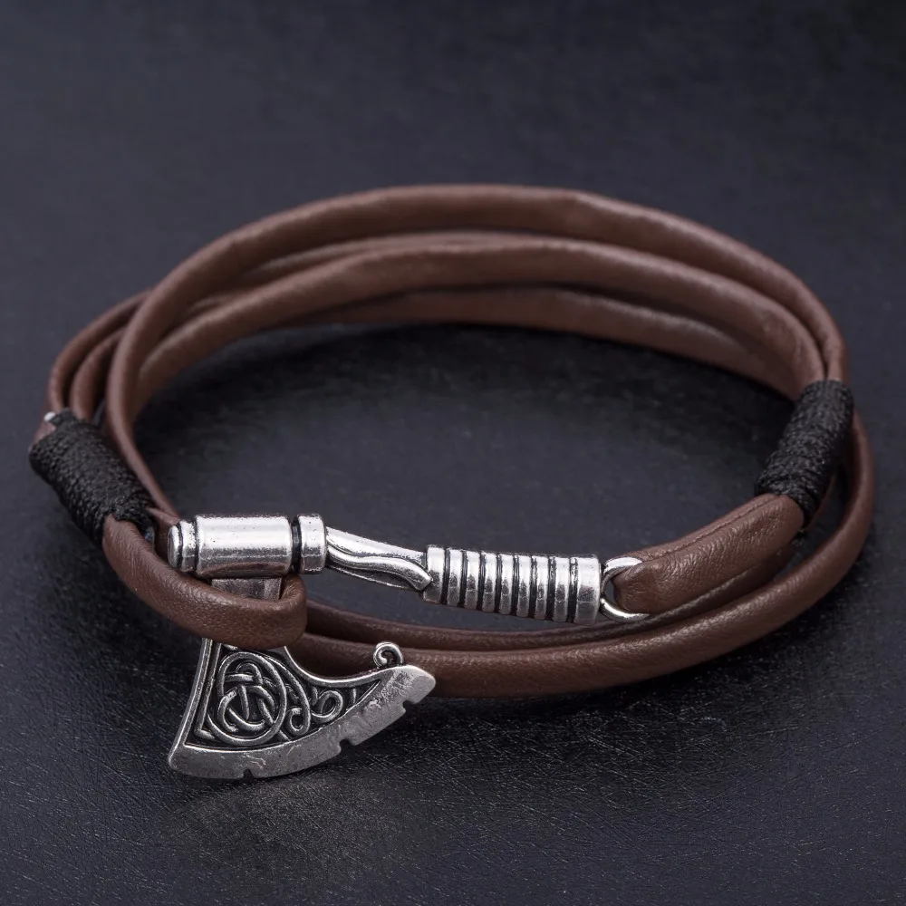 Lemegeton Axe Mental Pendant Men Leather Bracelets Slavic Of Lemegeton Axe Mental Pendant Men Leather Bracelets Slavic Of Peron Easy Hook Genuine Bangles Chain Fashion Jewelry In Charm From