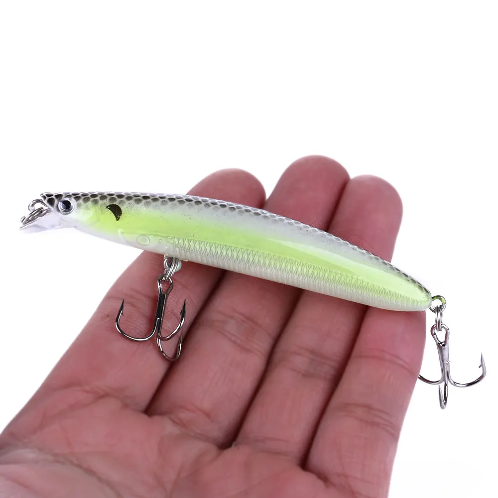 HENGJIA 1pcs 9cm 9g 3D Eyes Minnow Fishing Lures Bait Hooks Bass Tackle for Bass