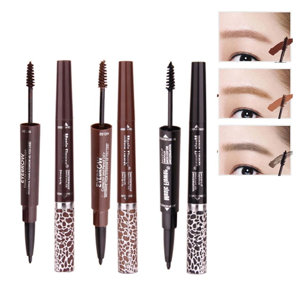 popfeelWater Prooft Sweat Resistant Eyebrow Cream Eyeliner Pen Brush Comb Women Girl Makeup Supplies