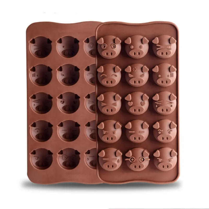 1Pcs Sugarcraft Funny Pig Shaped Silicone Molds 15 Holes Soap Candy Fondant Chocolate Mould Kitchen DIY Cookies Cake Cutters