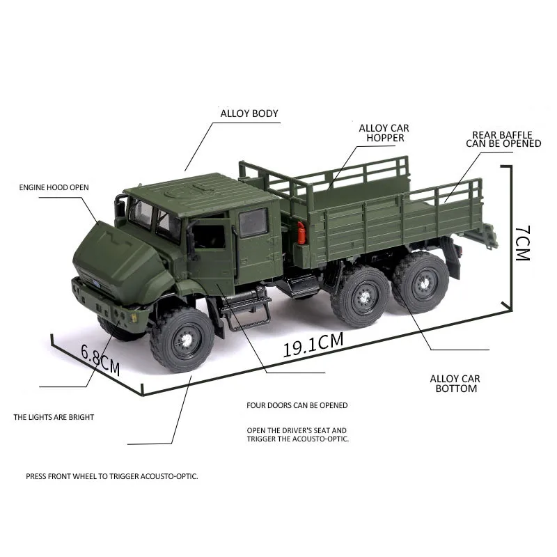 Полностью сплав 1:36 военный MV3 Тактический грузовик сплав модель, моделирование литой звук и свет коллекционная машинка Модель