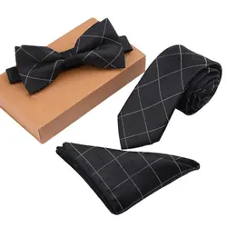 Мужской галстук-бабочка, деловой ГАЛСТУК, квадратный карман с подарочной коробкой, английский стиль, мужская клетчатая галстук-бабочка