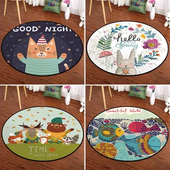 

Cartoon Ins Wind Round Bedroom Carpet Mat Children's Room Bedside Baby Climbing Mat