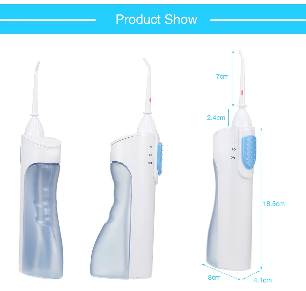 Портативный Электрический Стоматологический Ирригатор для полости рта на батарейках, беспроводной водный Флоссер, 2 струйные насадки, два режима, большая емкость, Флоссер для полости рта