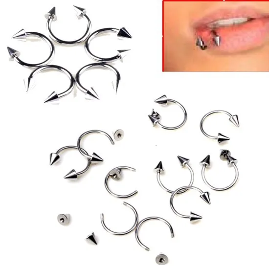 Wholesale 10Pcs Stainless Steel Spike Twist Horseshoe Lip Labret Nose ...