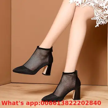 

New Spring/summer Mesh Brogues And Ankle Boots With Leather High Heels And Sandals