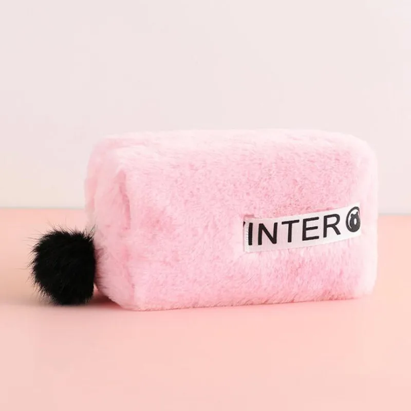 

Korean Cute Plush Cosmetic Bag Large Capacity Storage Organizer Household Items Storage Small Square Bag Women Make Up Bag