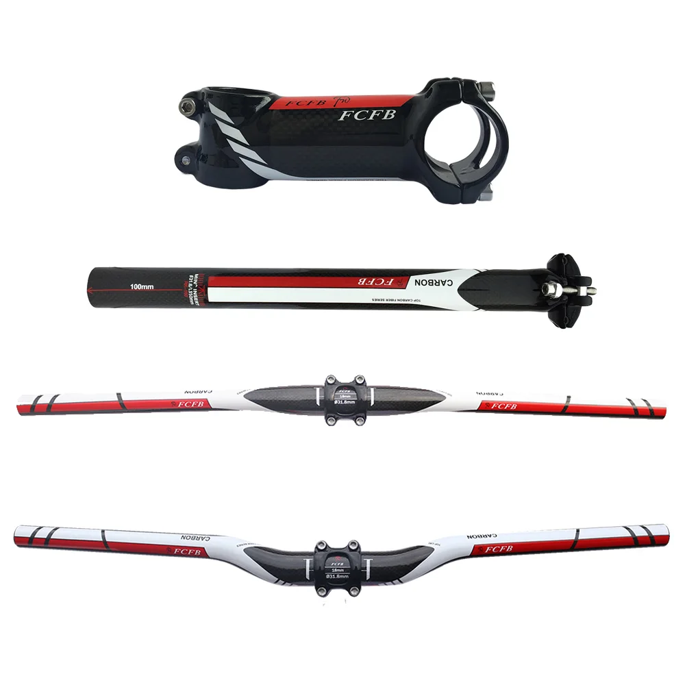 FCFB carbon handlebar set mtb bike handlebar + seatpost + stem bike