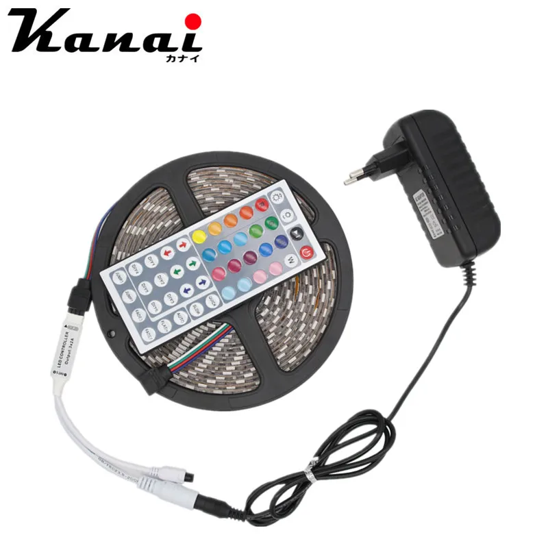 

5M RGB led Strip tape 2835SMD 300led no-Waterproof with 44key Remote 12V 2A Transformer Used to decorate yoursweet family