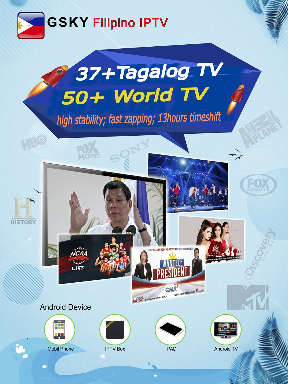Тагальские ТВ часы в коробке 37 филиппинских каналов в Японии
