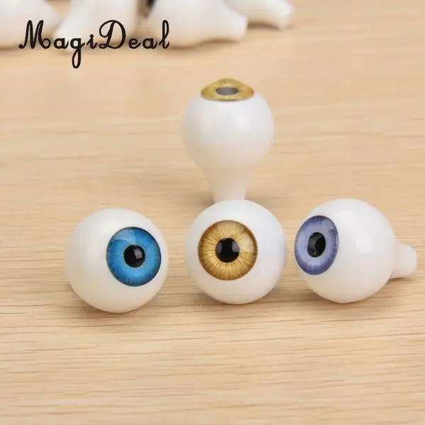 MagiDeal 8Pcs/Set Round Acrylic Plastic Doll Eyes Eyeballs for Porcelain Dolls Animals Halloween Props DIY Toys 14mm