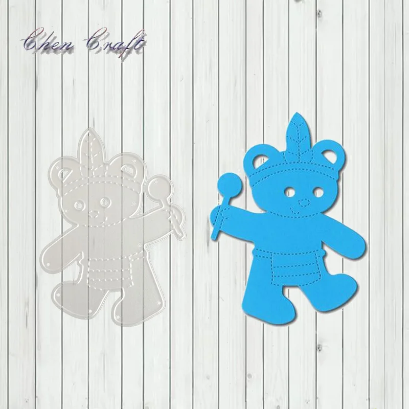

Bear holding a spoon Metal Cutting Dies cut die mold Scrapbook paper craft knife mould blade punch stencils dies
