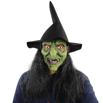 

Halloween Scary Mask Old Witch With Wig Costume Mask Creepy Evil Adult Latex Mask Cosplay Costume Party Masquerade Props