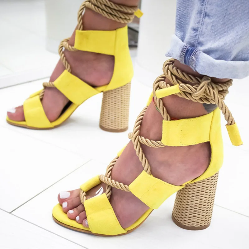 

2019 Summer Wedge Espadrilles Women Heel Pointed Fish Mouth Gladiator Sandals Hemp Rope Lace Up Platform