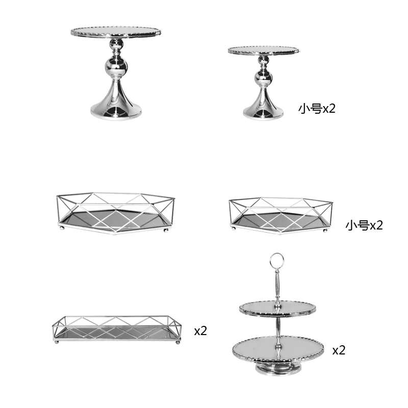 Серебристые зеркальные подставки для свадебного торта, поднос для кекса, бытовые стеллажи для хранения посуды, столовая посуда для детей, украшение торта на день рождения