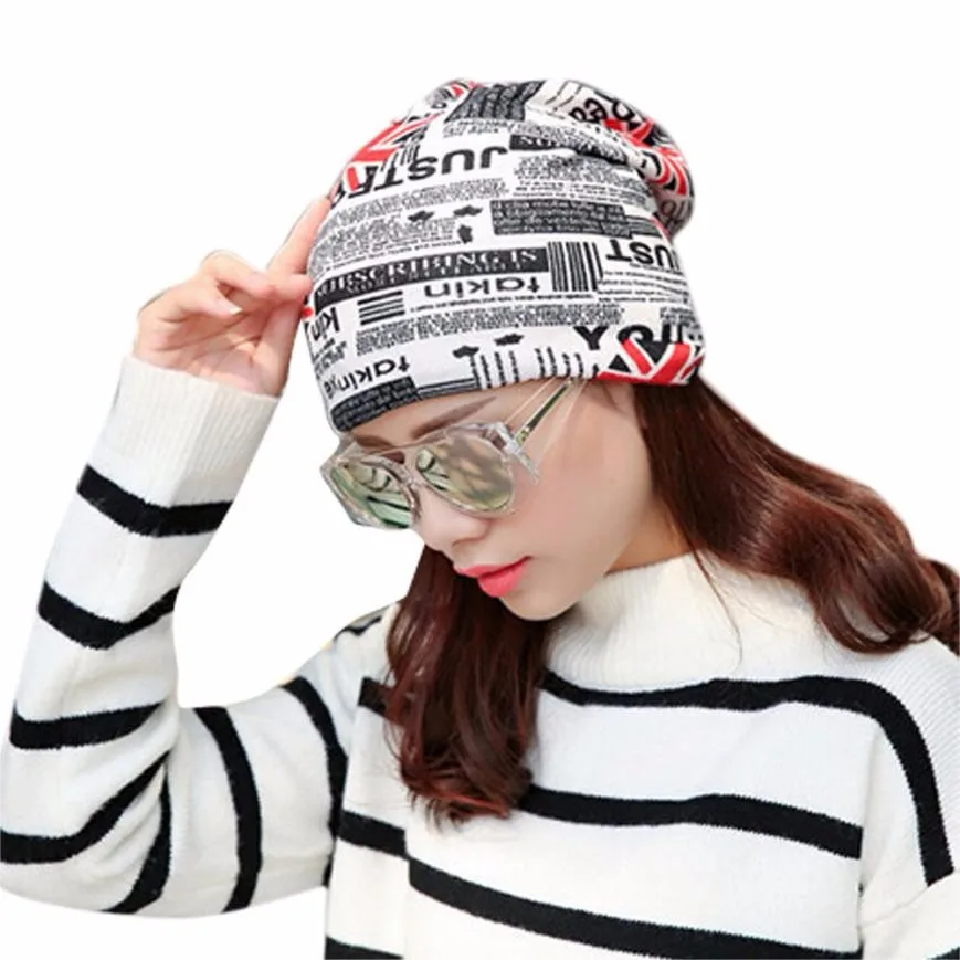 

Women winter hat Stretchy Printing Turban Head Wrap Band Chemo Hat Bandana Pleated Caps girl winter warm cotton outdoor sports