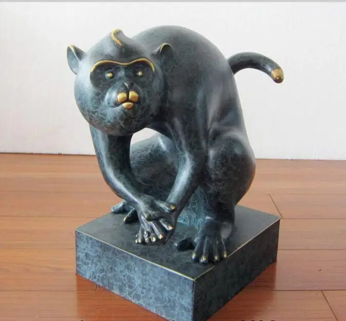 

free Art Abstract Decoration Copper Bronze Sculpture Auspicious Zodiac Monkey Statue fast