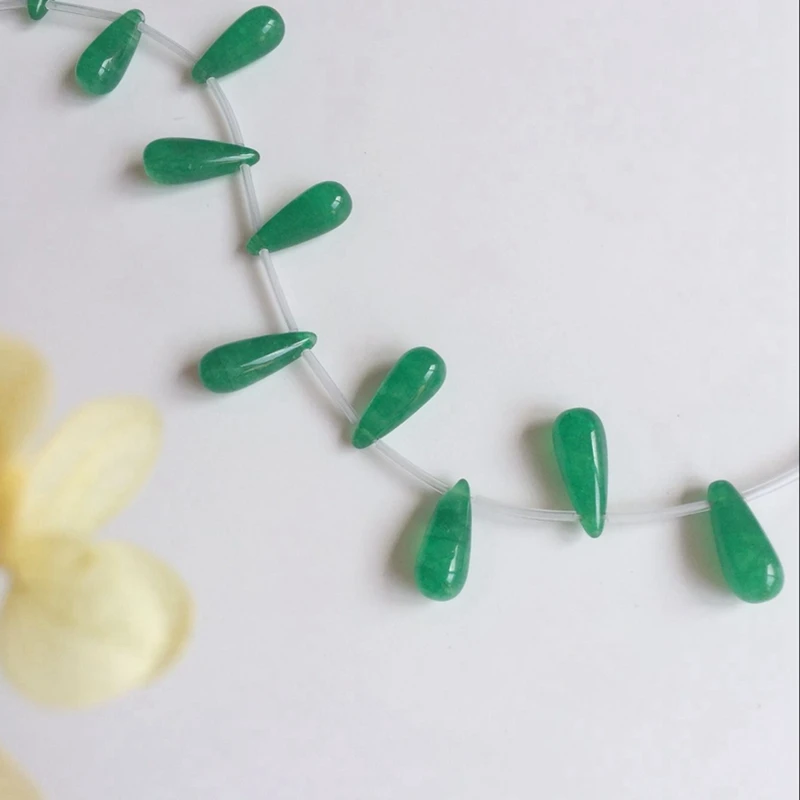 

8*20MM 20Pcs/Strand Tear Drop Shape Natural Green Stone Jewelry Loose Beads