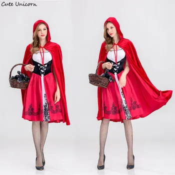 

Little Red Riding Hood Cosplay Costume women Halloween Carnival Uniforms Fancy Dress Red Cloak Costumes Party sexy Outfit